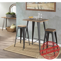 Lumisource BT-TW-OR BN+GY Oregon Pub Table in Medium Brown Top/Gray Finish